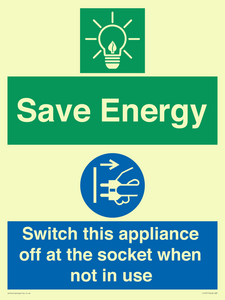 Save Energy, Switch this appliance off at the socket when not in use